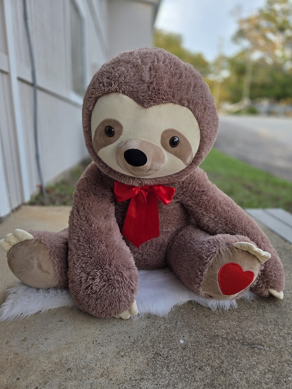 Giant Plush - Brown Sloth Stuffed Animal with Red Bow